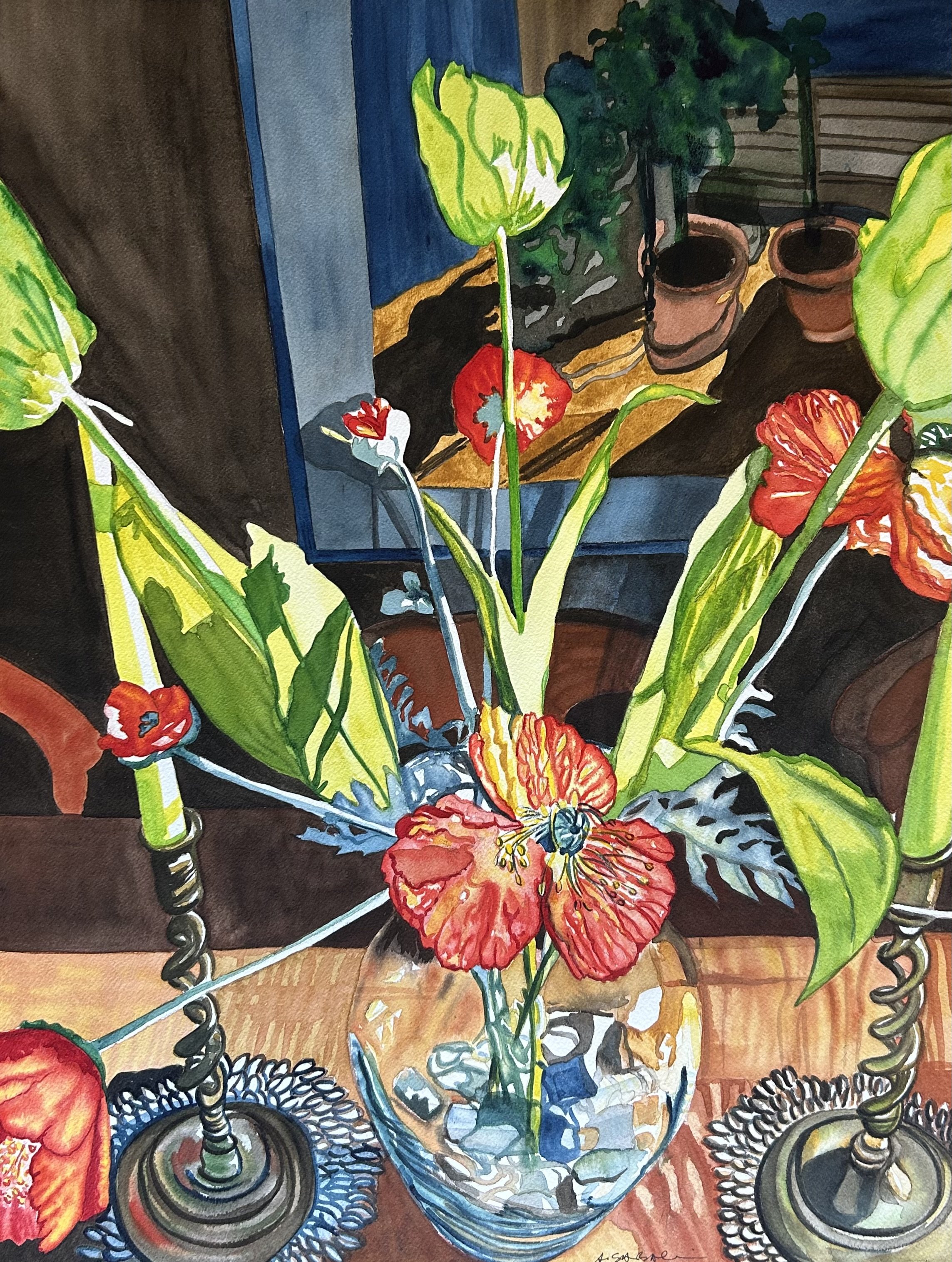 Orange Poppies And Vase 18"x24"