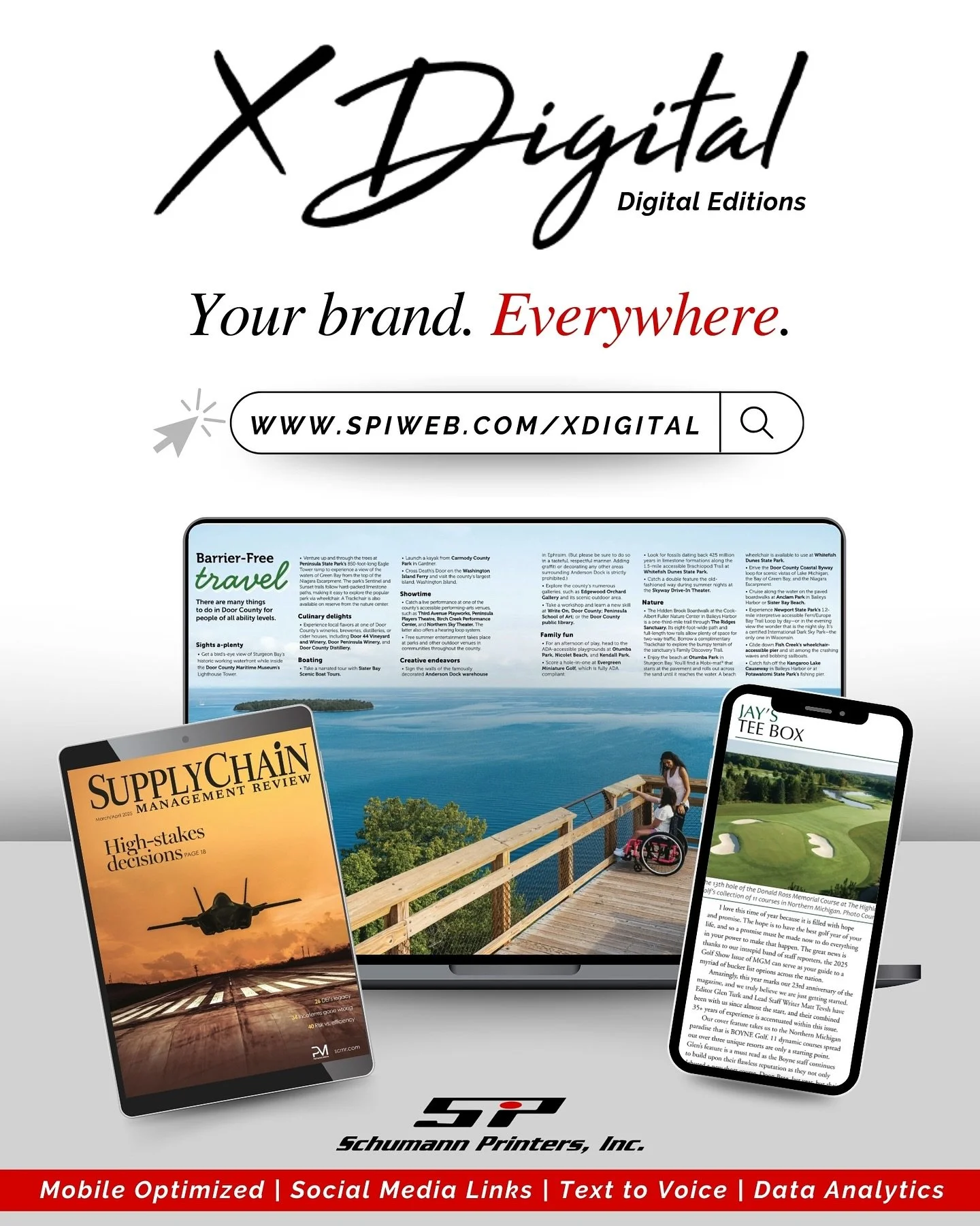 Your brand. Everywhere. 📲 With X-Digital, extend your print publications into dynamic digital editions &mdash; mobile-optimized with social media links, text-to-voice capability, and powerful data analytics. 🚀 Engage your readers across platforms w