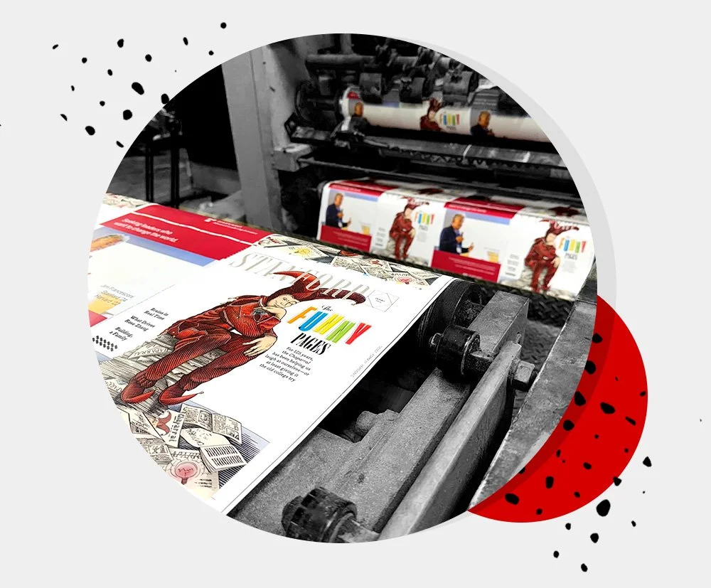 Magazine running through the press