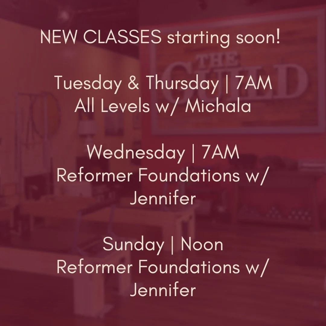 Catch us bright and early with 3 NEW morning classes Tuesday - Thursday! 🌞 Then ease into Sunday with Reformer Foundations at noon. 

⏰ Tuesday @ 7 a.m. - All Levels with Michala
⏰ Wednesday @ 7 a.m. - Foundations with Jennifer (starts 1/14)
⏰ Thurs