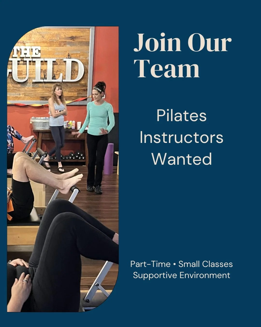 We're growing and looking for a few great instructors to ✨join our team✨ at The Guild Pilates Plus.

We're looking for instructors who value connection, thoughtful teaching, and helping clients feel comfortable in their bodies. Certification is prefe