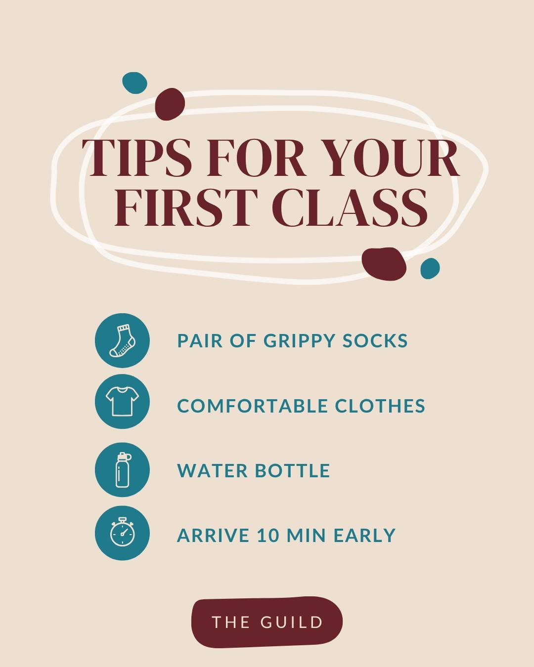First time stepping into a boutique reformer studio? Take a breath... you don&rsquo;t need a gym bag full of gear to practice here. Here's everything you actually need for your first class at The Guild:

🧦  A pair of grippy socks: For grip and hygie