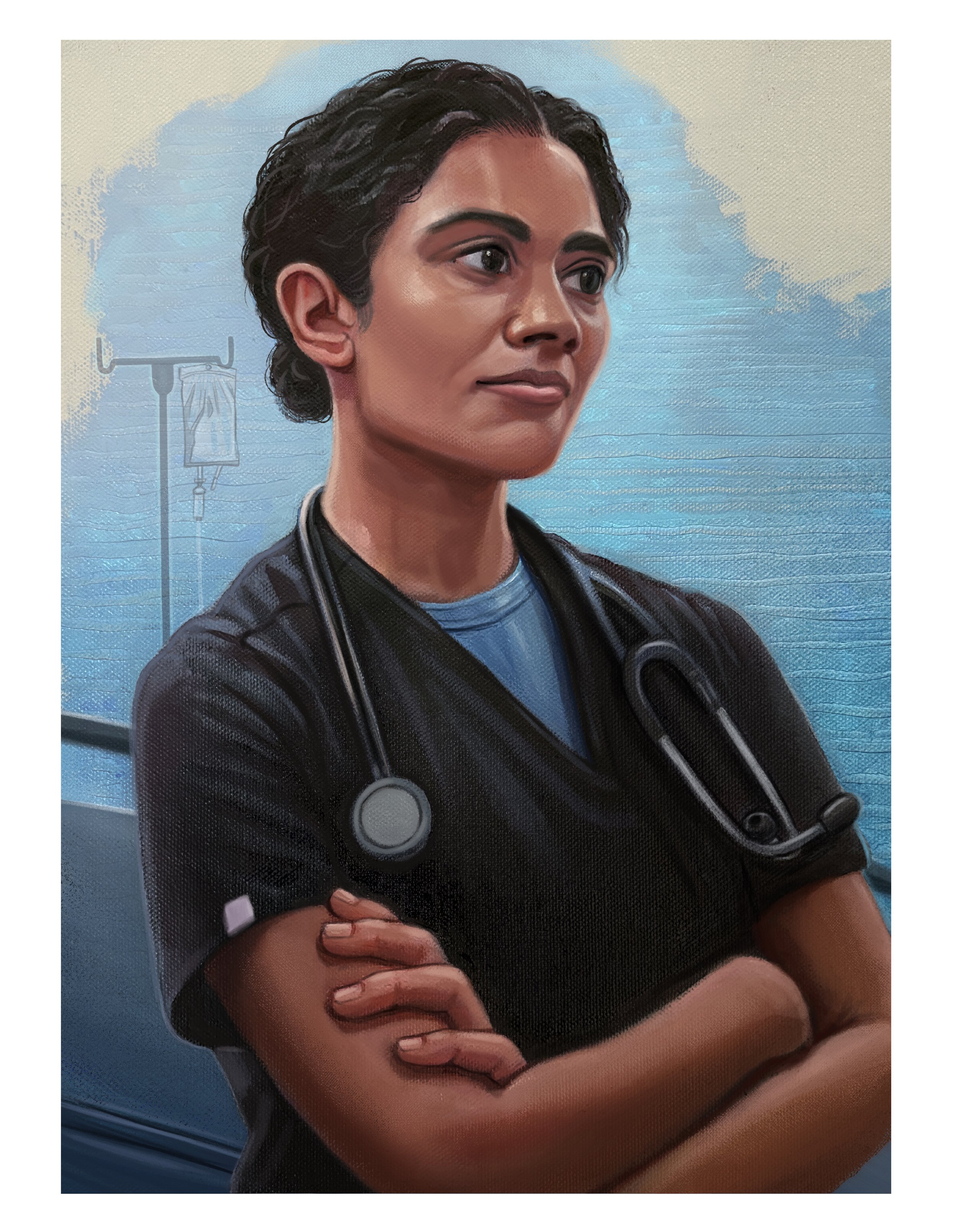 Portrait of Supriya Ganesh, 2026, Oil and Digital