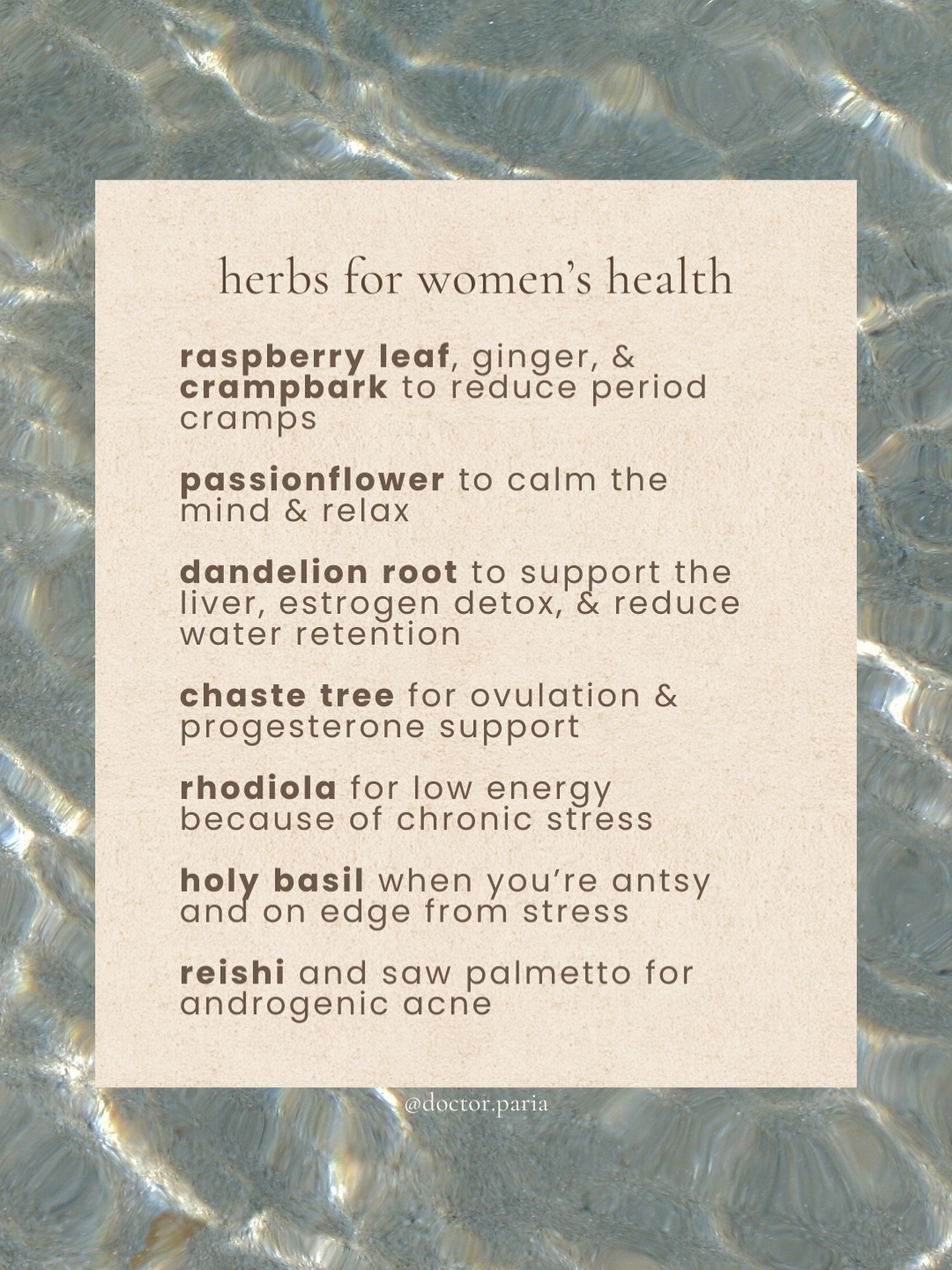 some herbs I frequently use in my practice for women&rsquo;s health 🤍

#hormonalimbalance&nbsp;#hormonalbalance&nbsp;#hormonalhealth&nbsp;#hormonehealth&nbsp;#hormonehealing