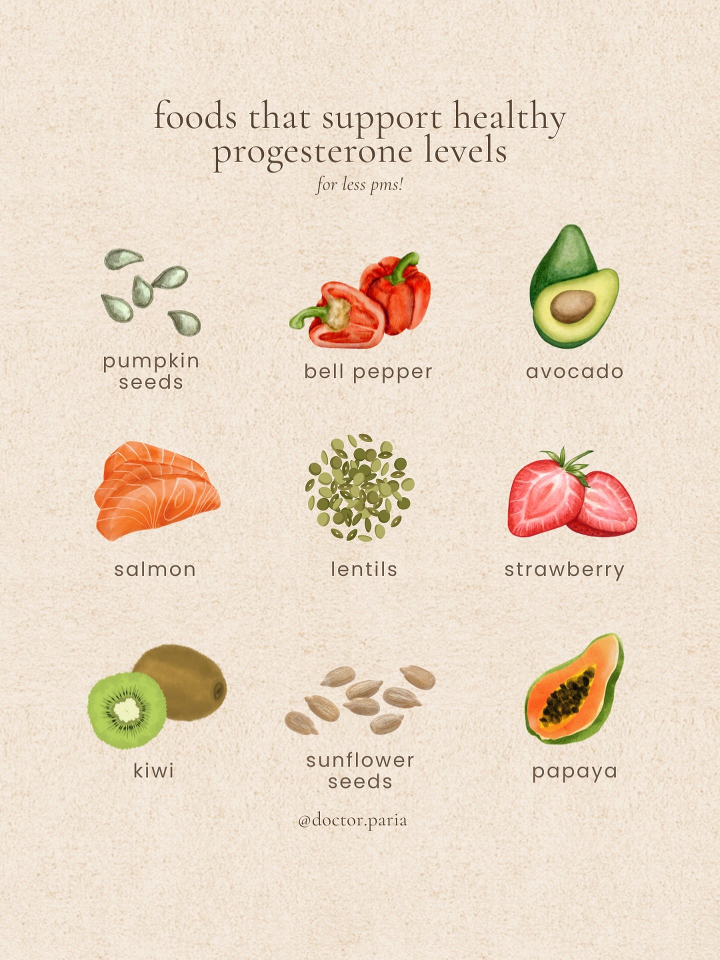 all these foods naturally contain nutrients that help support progesterone production (like zinc, vitamin c, b vitamins, and healthy fats) #hormonalimbalance #hormonalhealth #hormonalbalance #pms #progesterone