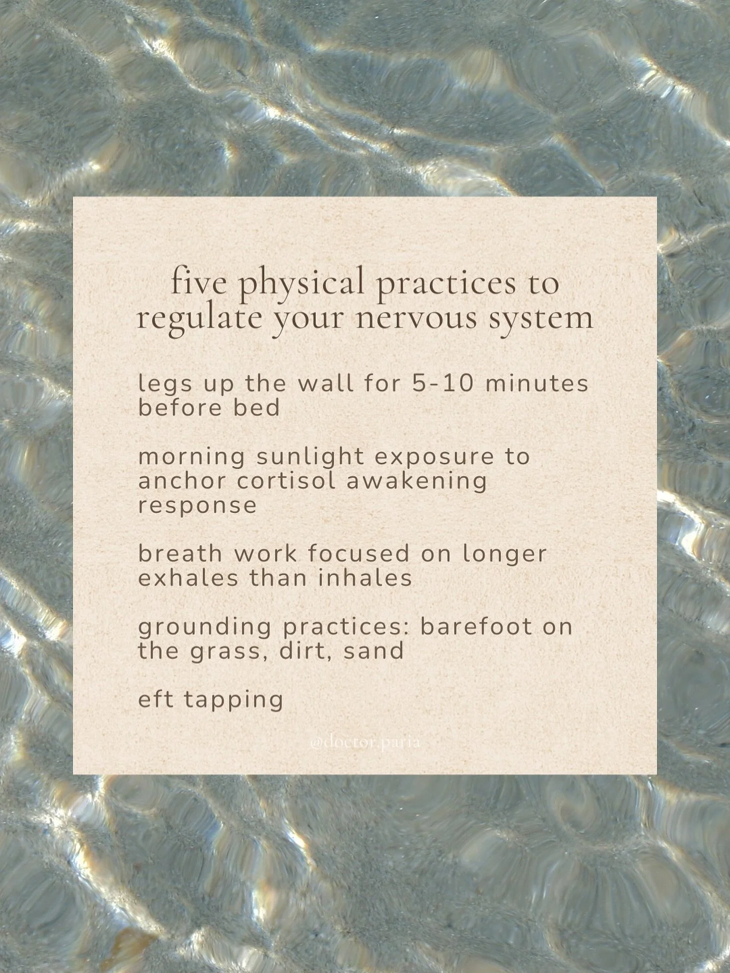 your nervous system is the foundation of hormone health - I talk a lot about regulating the nervous system & cortisol pattern as an important pillar for better periods, digestion, mood, and energy.
you can eat perfectly, take every supplement, a