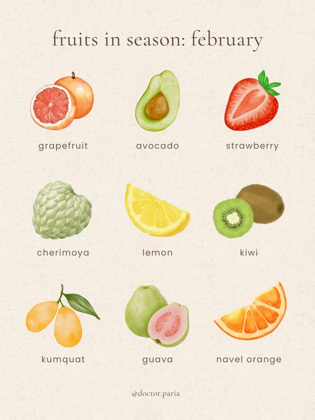 a little belated but here are some of the fruits and veggies in season in february! 

as a reminder, I&rsquo;m located in san diego so what may be in season for me may not be in season for you depending on your region. 

#seasonalproduce&nbsp;#eatsea