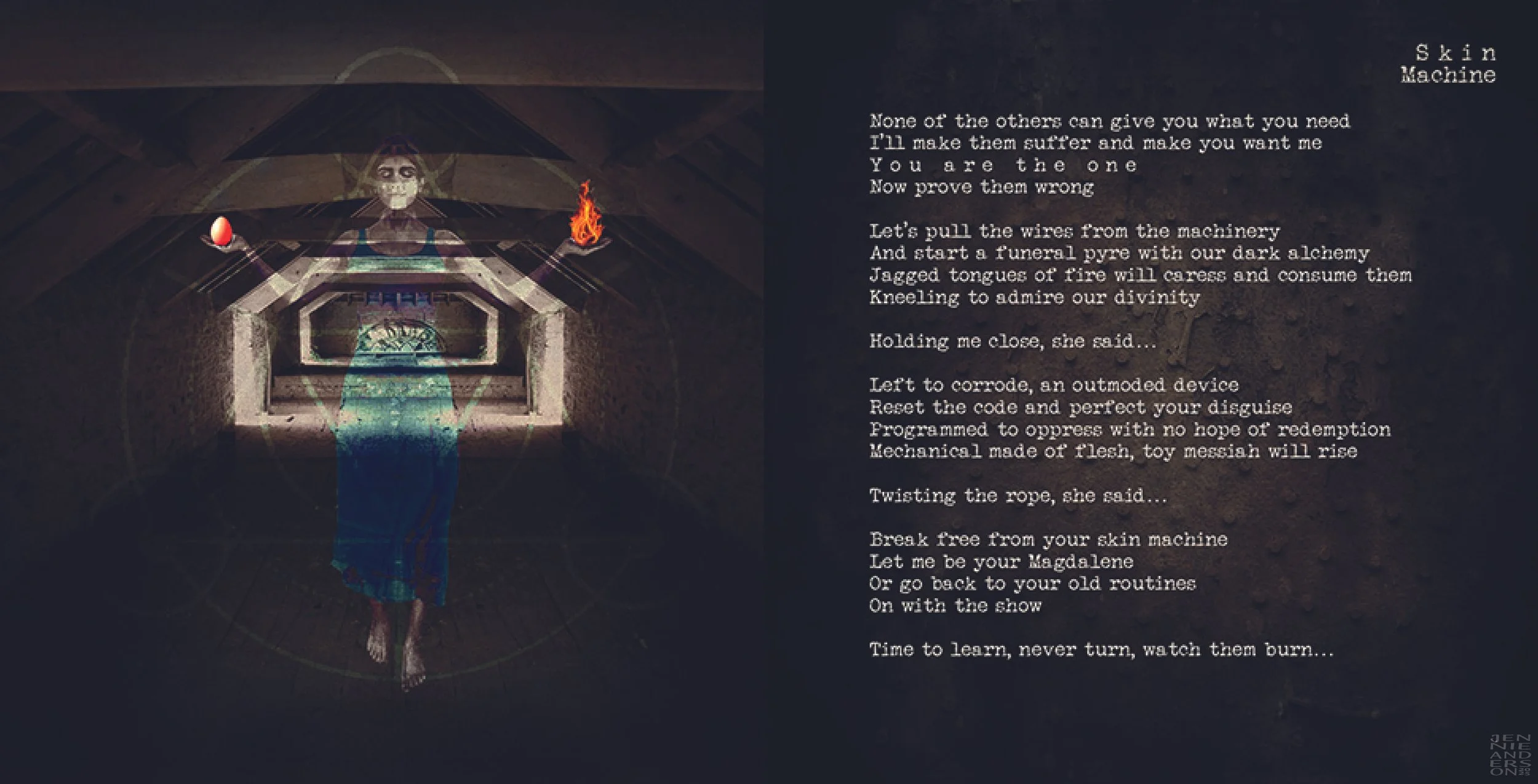 Inner booklet artwork & layout design for 'Clockwork Tulpa', the second album by UK Prog-Rock band CIRCU5.  
Design © Jennie Anderson 2025.