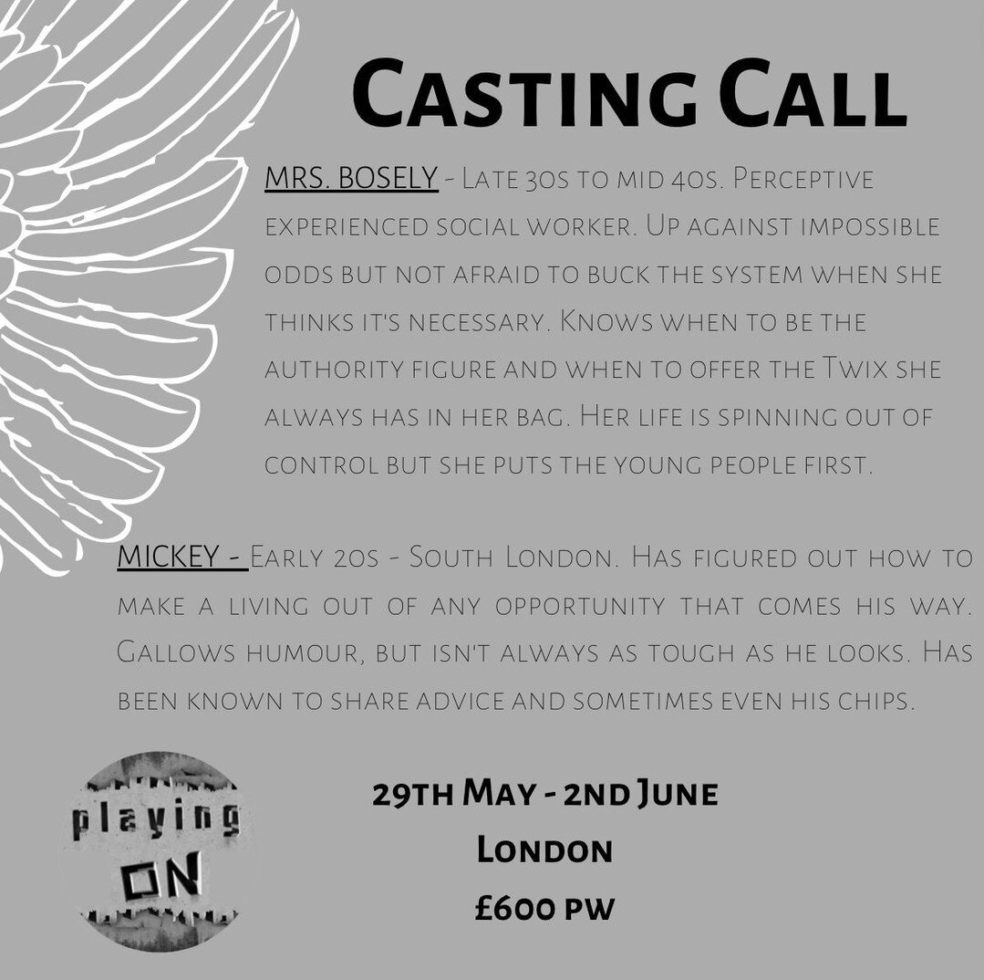 📢CASTING CALL!⁠
⁠
We're looking for 2 actors to support a week of workshops with our writer-in-residence, Lin Coghlan. ⁠
⁠
To apply, send your CV or example of your work (spotlight / showreel) &amp; either a 1-2 minute video/audio clip or 1 A4 page 