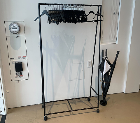 Coat Rack (~50 coats)   
40”W x 17”D x 67”H