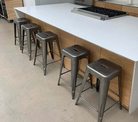 Bar Stools (5)   
12” seat, 18” base, 26”T