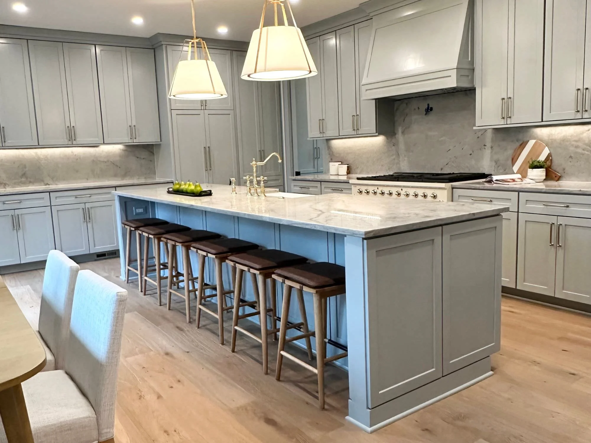 beautiful yet simple bar stools by kitchen island