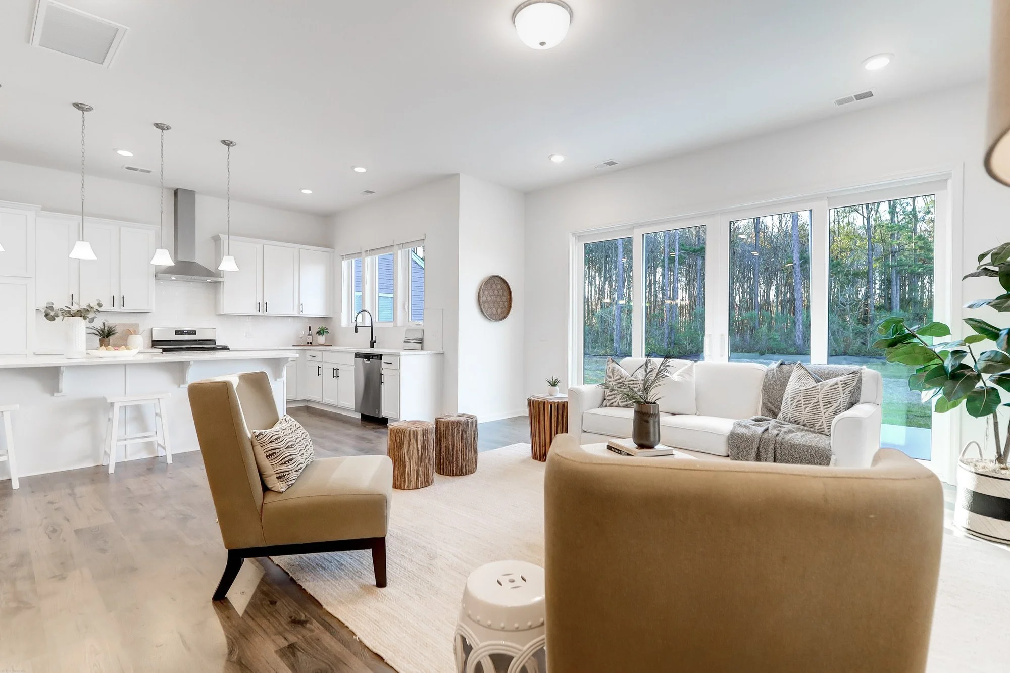beautifully styled open floor plan - living room staging charleston