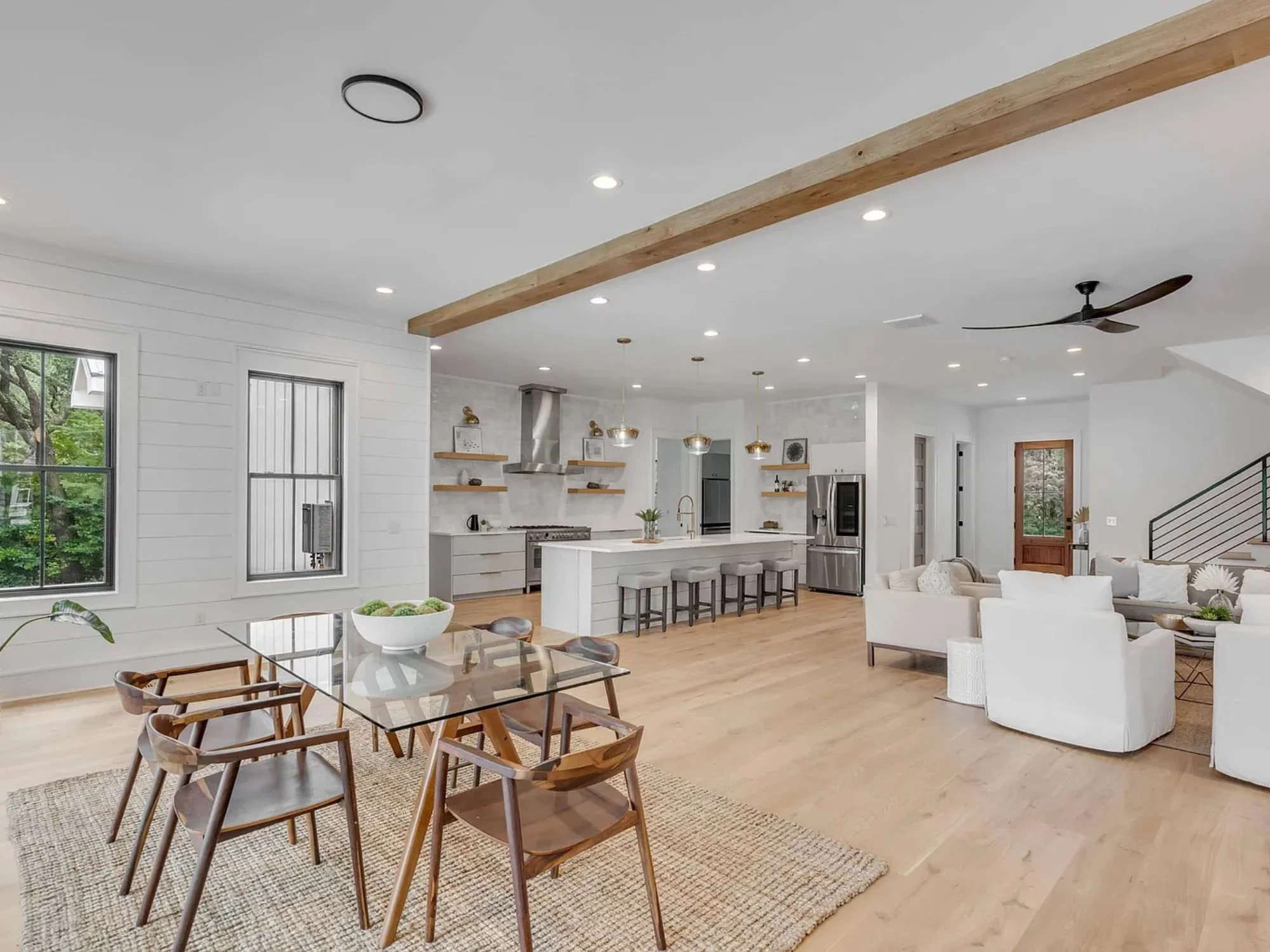 glass top table with bowl on top - staging a dining room