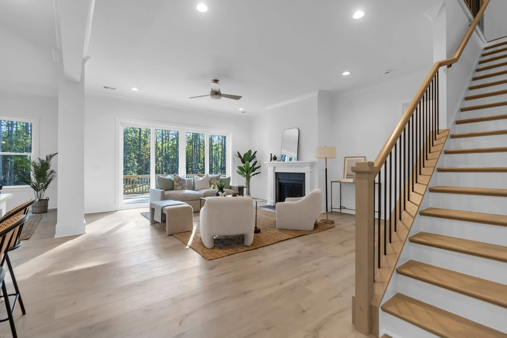 living room and stairs in home