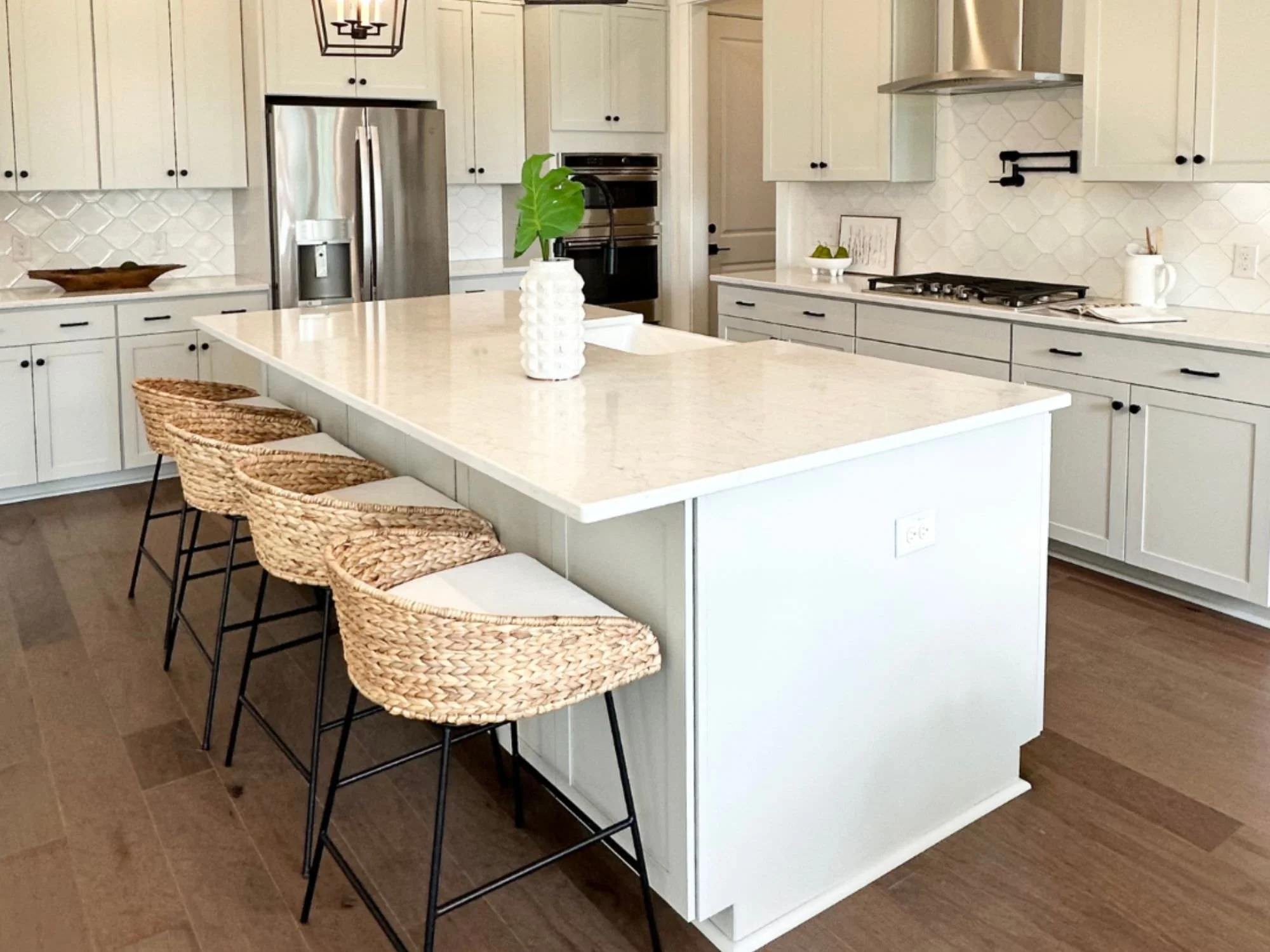 bar stools and gorgeous, large kitchen