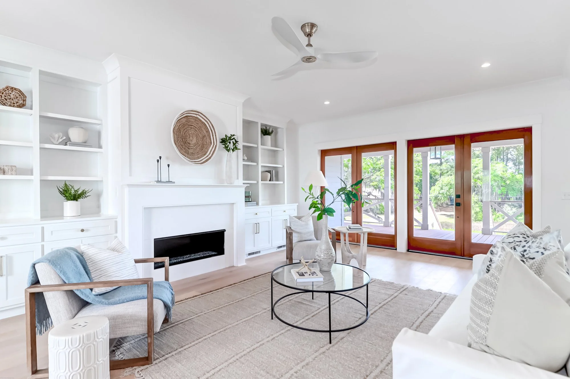big open floor plan, couch, chairs and coffee table - living room staging charleston