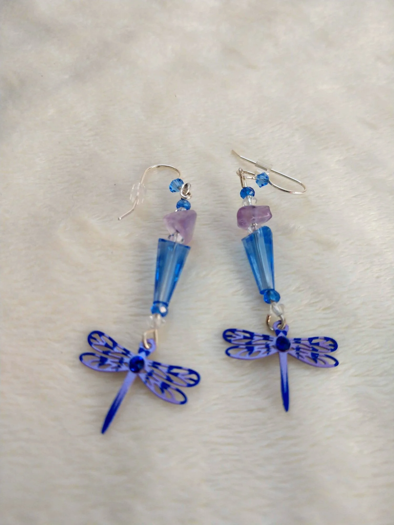PURPLE DRAGONFLY EARRINGS$20.00