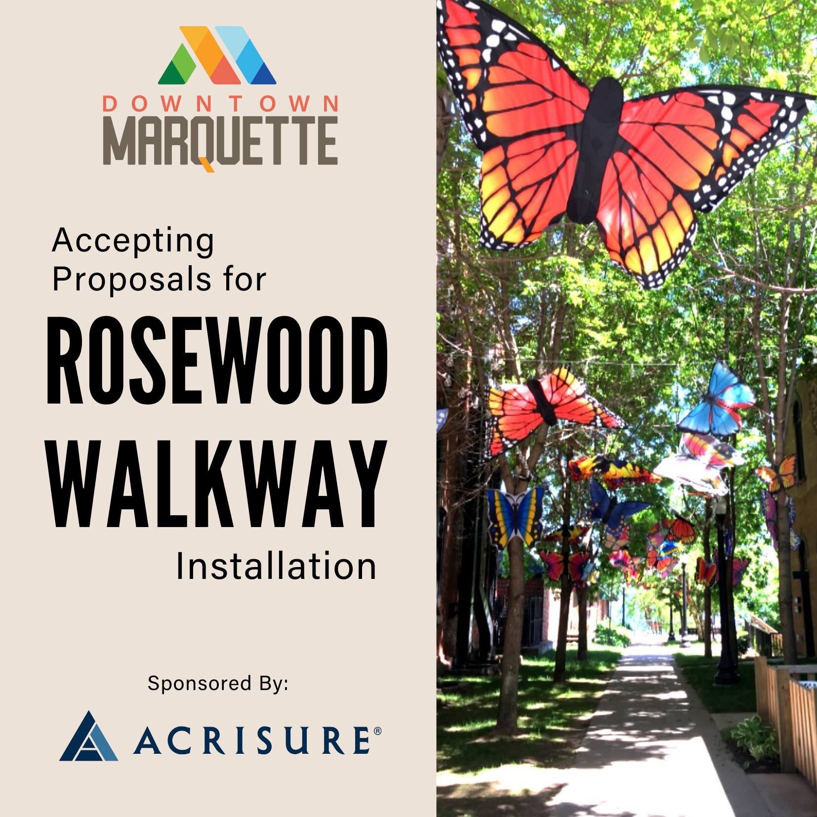 The Rosewood Walkway calls for a new installation! 🌹✨ 

The Marquette DDA is seeking proposals for a new installation for the Rosewood Walkway in preparation for this year's Art Week, where the theme is GROW. Whether it's an interactive sculpture or