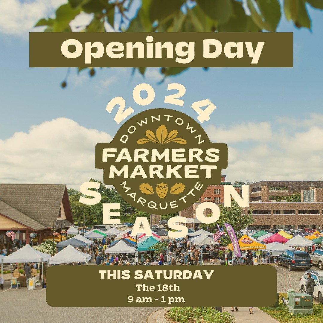 The @mqtfarmersmarket is back for its 25th season! 🍓🥬

Join us tomorrow, May 18th from 9-1 pm at the Marquette Commons Plaza to enjoy over 70 vendors gathered to exhibit their locally grown, collected, and crafted products. You will find music, art