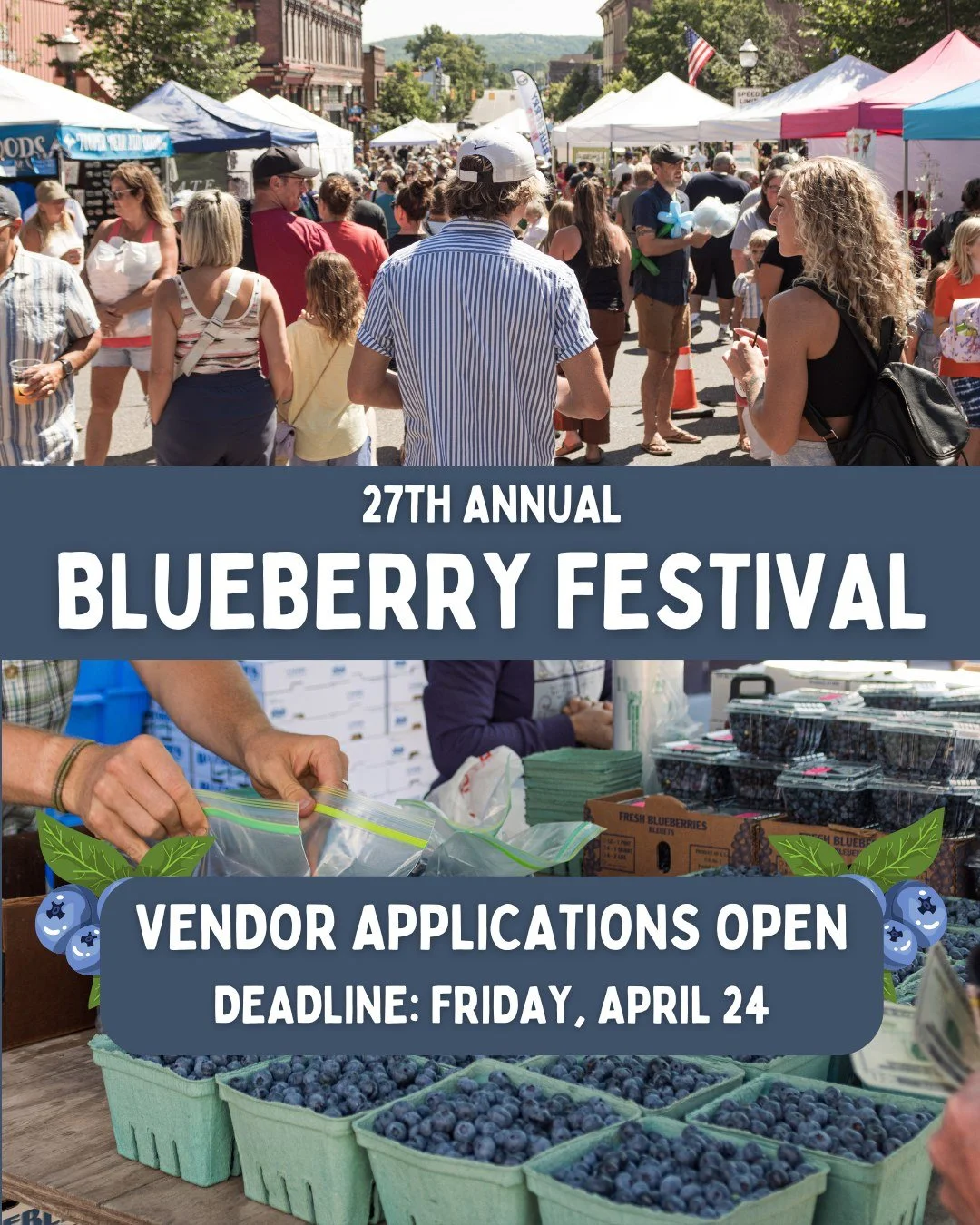 Vendor applications are officially OPEN for the 2026 Blueberry Festival! 🫐

The Blueberry Festival returns to Downtown Marquette on Friday, July 31, and we&rsquo;re excited to welcome vendors back for another day celebrating all things blueberry. La