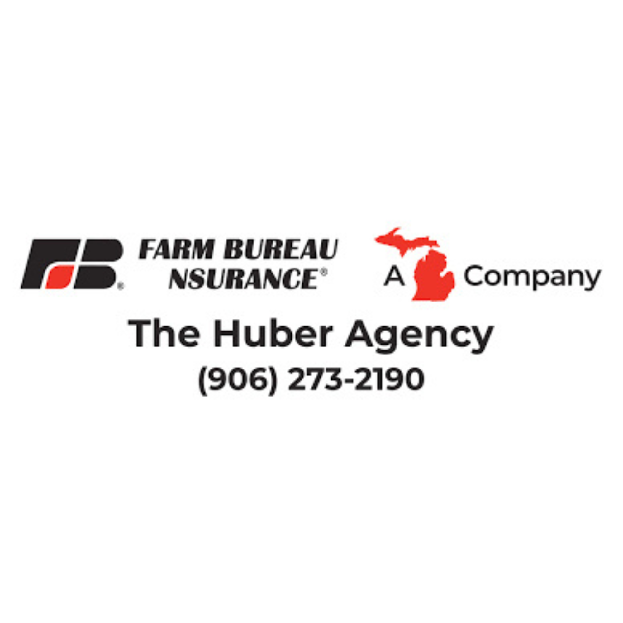  Farm Bureau Insurance logo above The Huber Agency logo