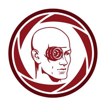 Logo of man with a robot eye