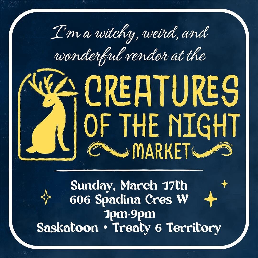 I will be vending at my first @creaturesofthenight.yxe market. Super excited! I love the vibe of this market 💕✨
#yxemarkets #yxelocal #yxeartist #supportsmallbusiness #supportsmallartists