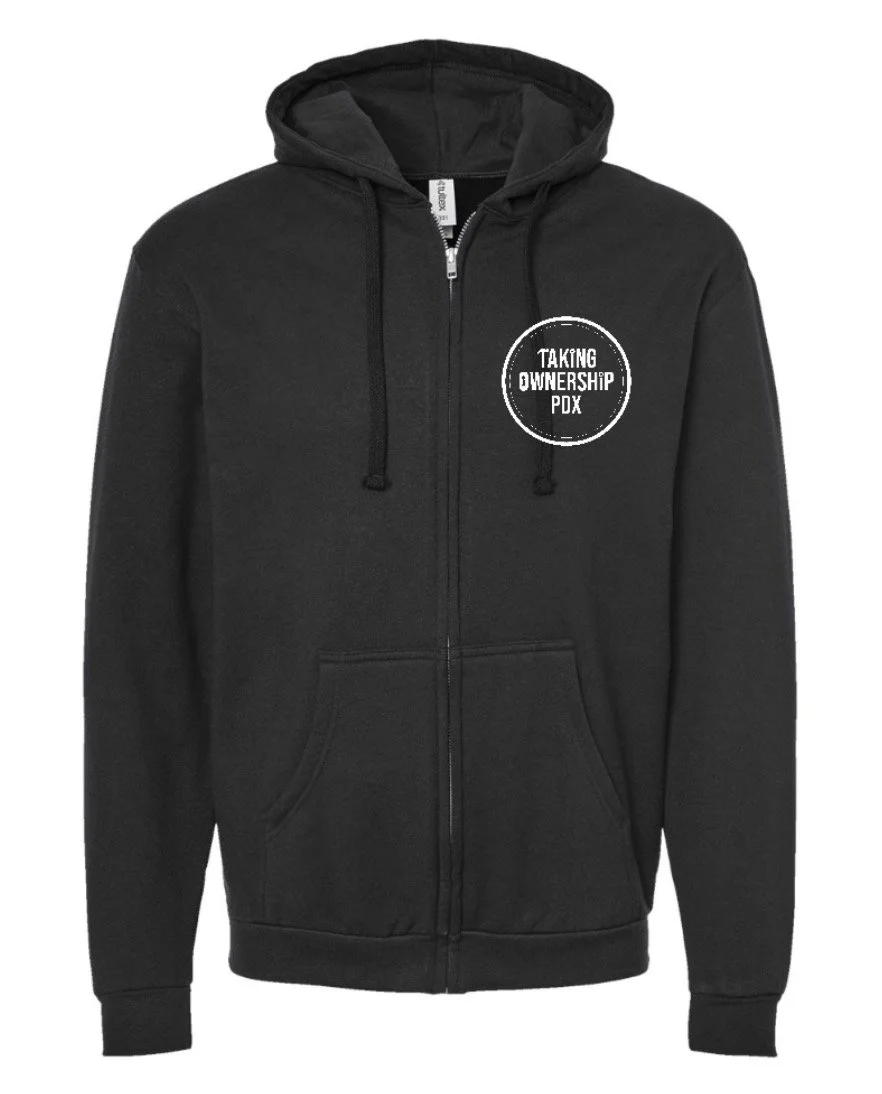 image of plain black hoodie sweatshirt with TO PDX tshirt