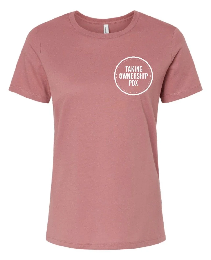 image of plain pink womens shirt with TO PDX tshirt
