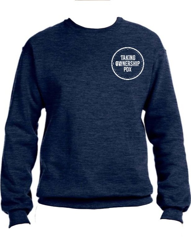 image of plain blue sweatshirt with TO PDX tshirt