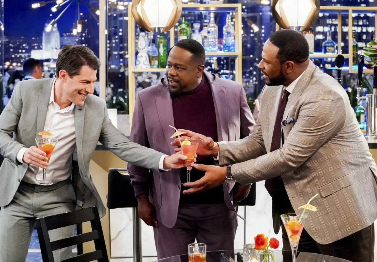 The Neighborhood - Max Greenfield, Cedric the Entertainer and Jerome Bettis.jpg