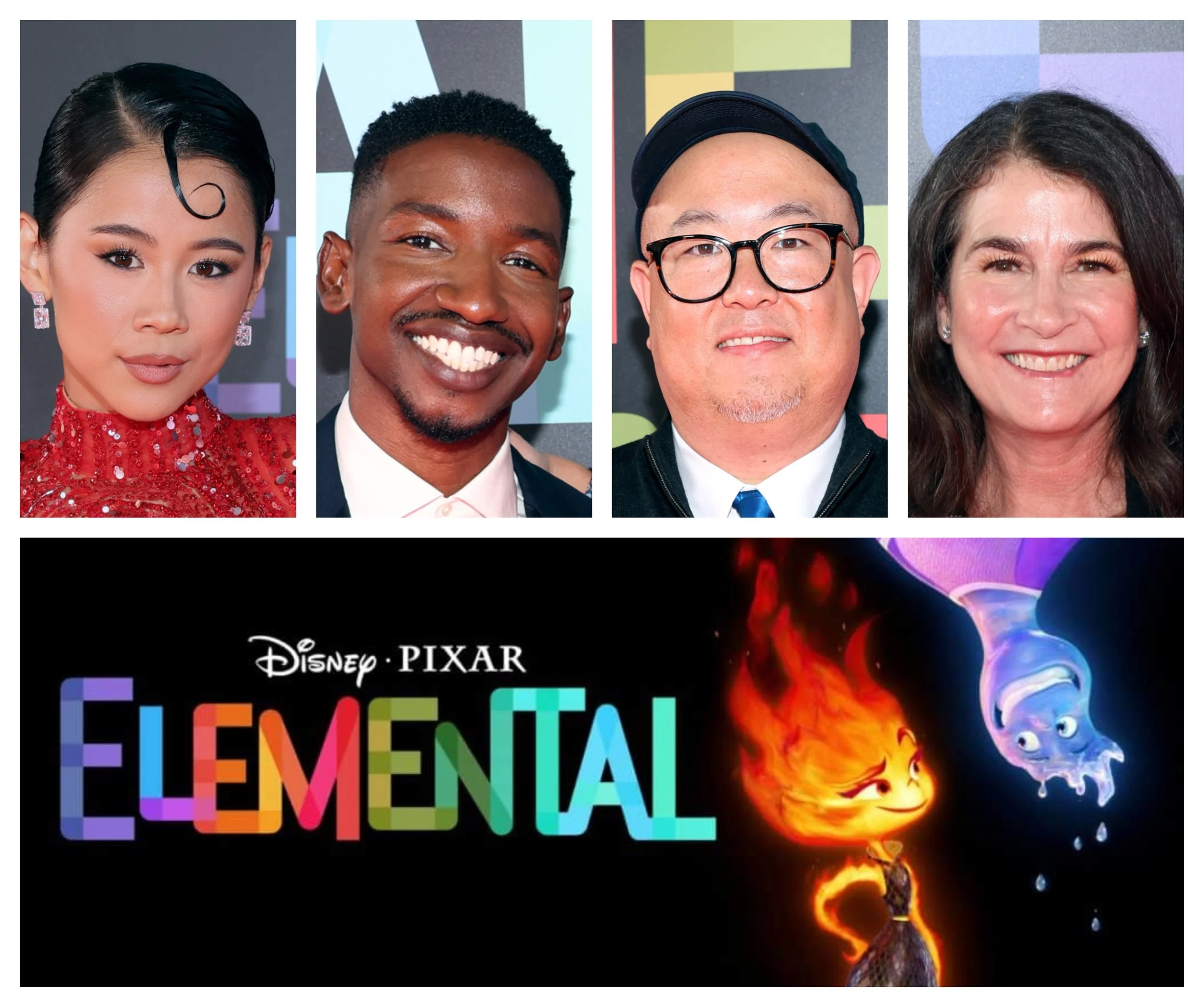 Leah Lewis, Mamoudou Athie, Pete Sohn & Denise Ream Pixar's Elemental cast cover.jpg