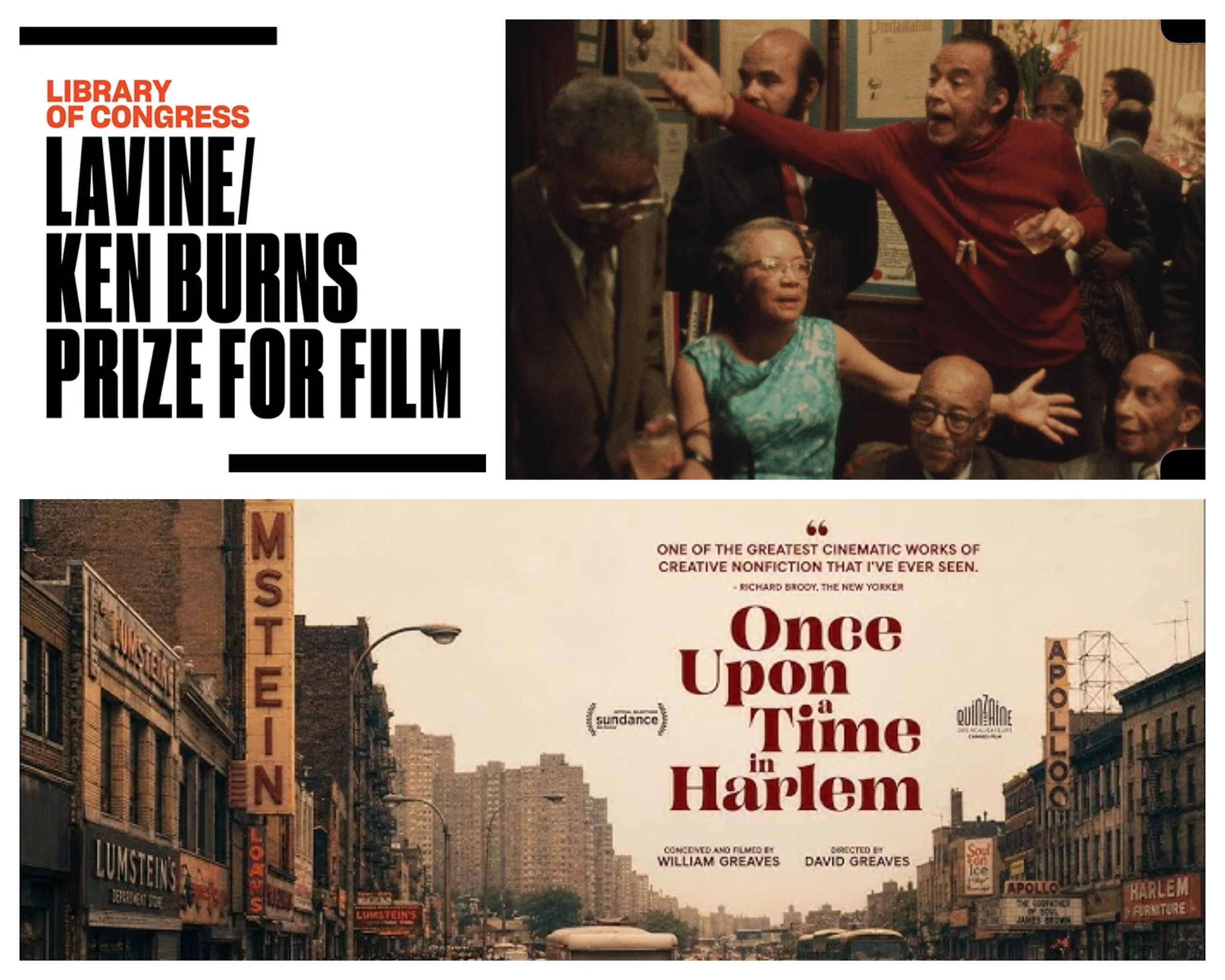 Eighth Annual Library of Congress Lavine/Ken Burns Prize for Film: ONCE UPON A TIME IN HARLEM