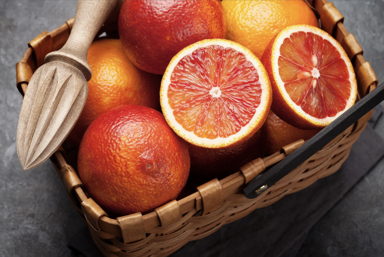 blood oranges in basket