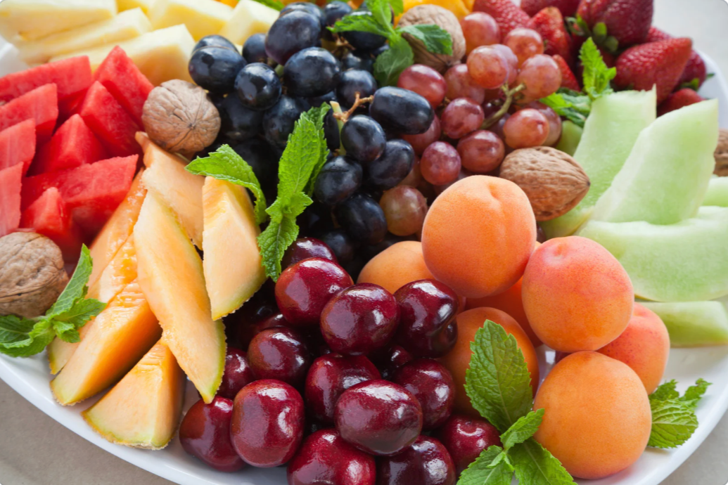 fresh summer fruit on platter