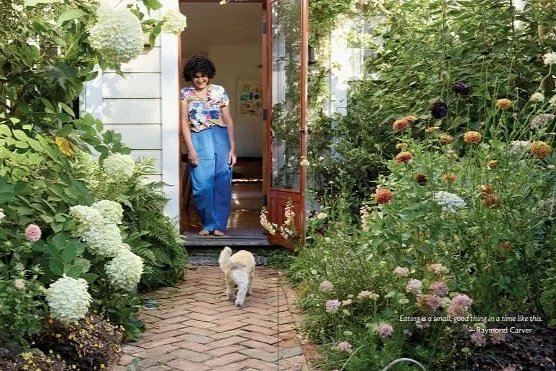 page from good things featuring samin nosrat at home