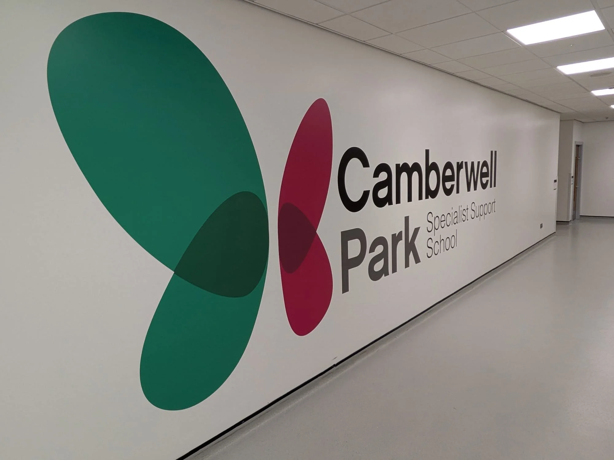  Single cut wall vinyl installed in a corridor at Camberwell Park Specialist Support School 