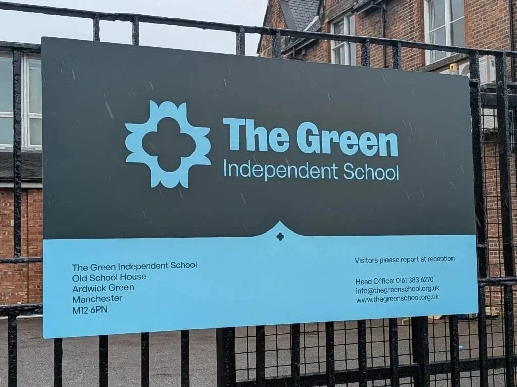 3mm Aluminium Panel with Full Colour Matt Laminated Print installed at The Green Independent School. 