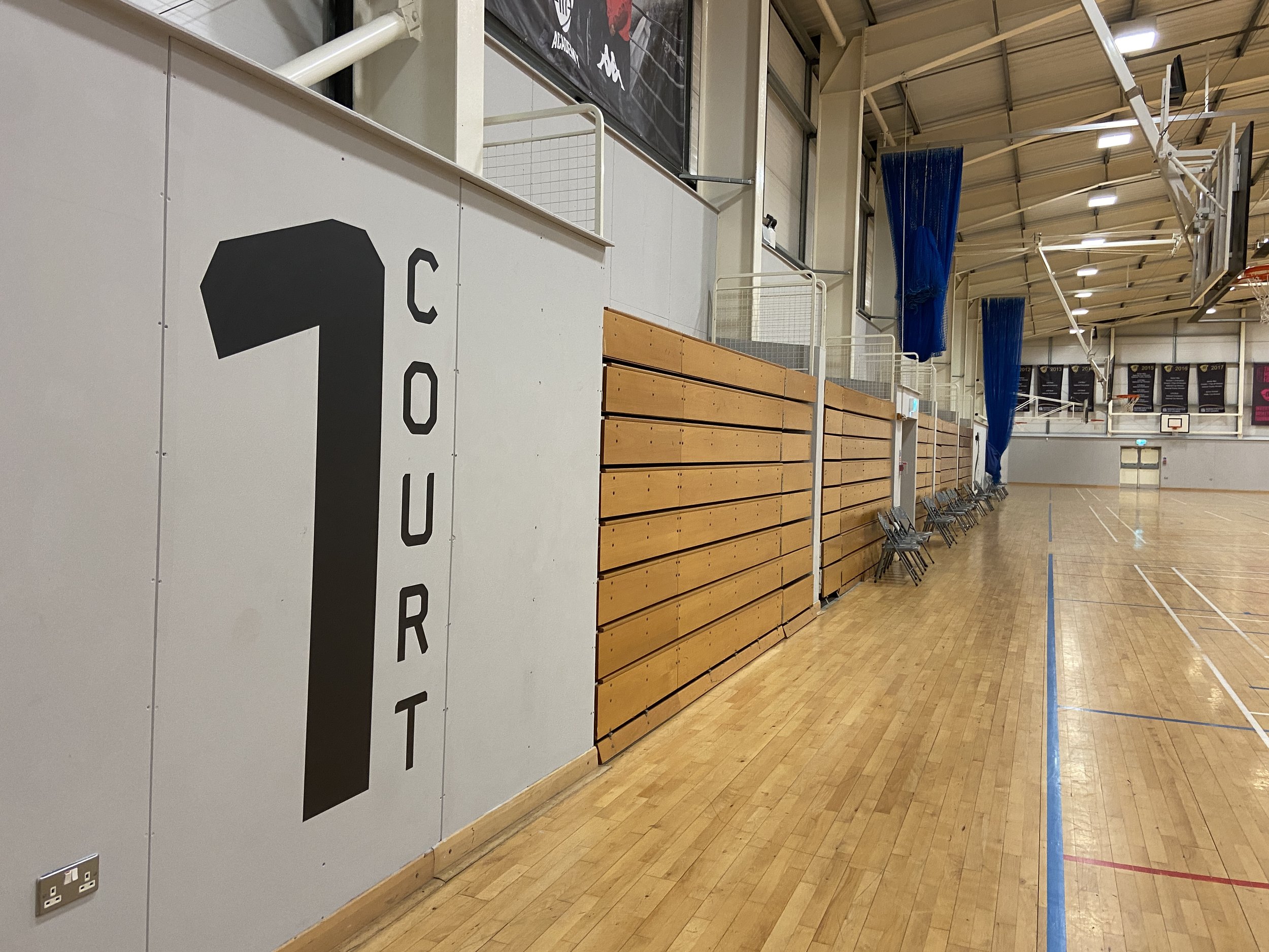  Gym Vinyl Court Number installed at a local school 