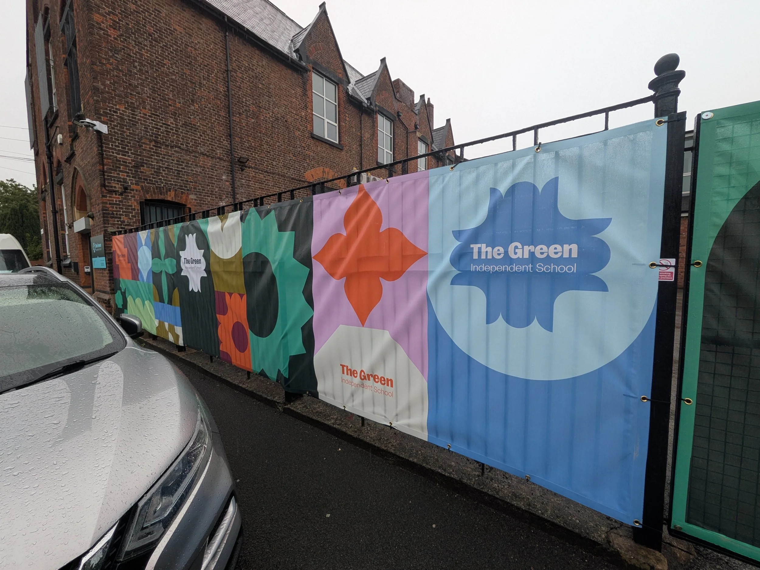 Mesh Banner installed on fencing at The Green Independent School