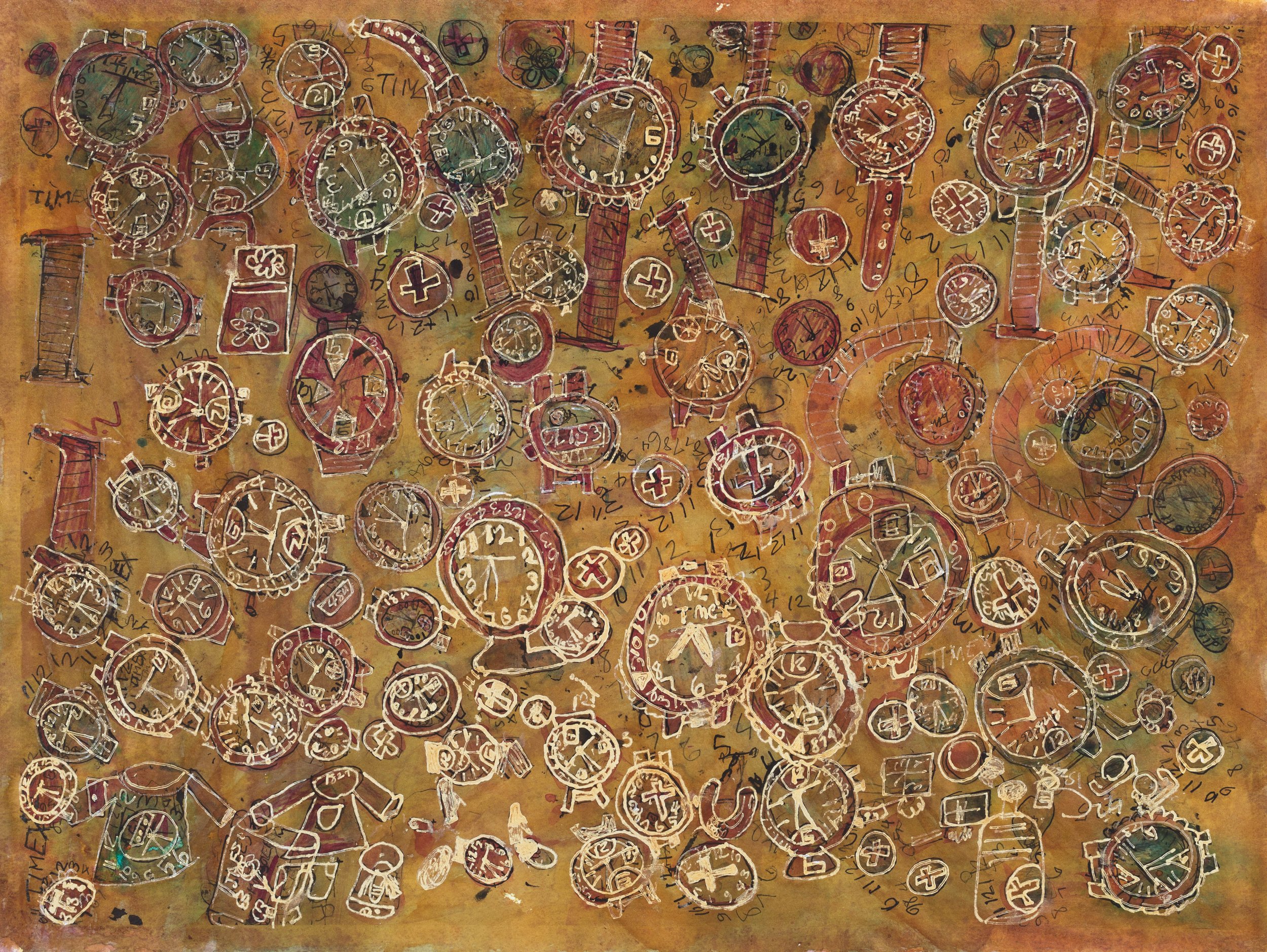 Ochre Time by James Montgomery, 2006, mixed media on paper, 22.5 x 30 inches
