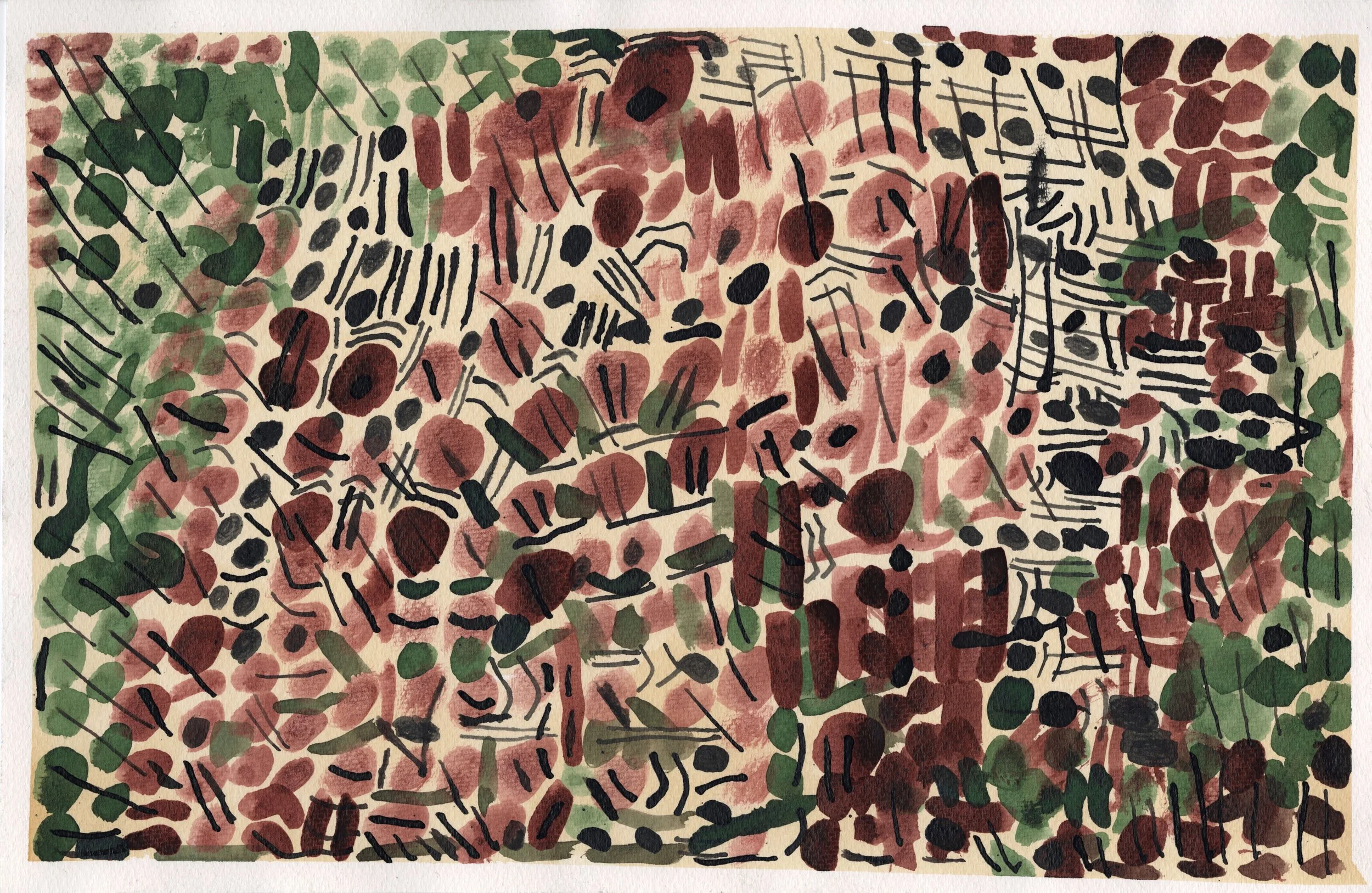   Hung Kei Shiu,   Untitled , 2023, ink and acrylic on paper, 10.75 x 16.50 inches. 