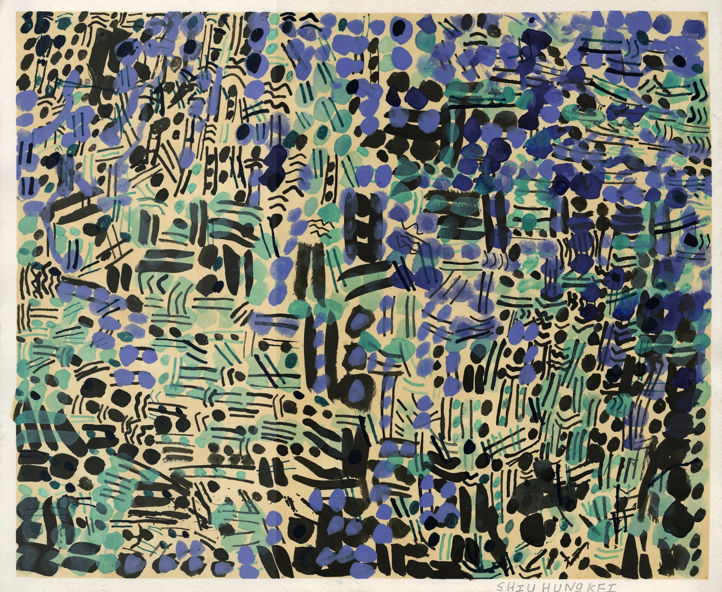   Hung Kei Shiu,   Untitled , 2023, acrylic and ink on paper, 16.50 x 20 inches. 