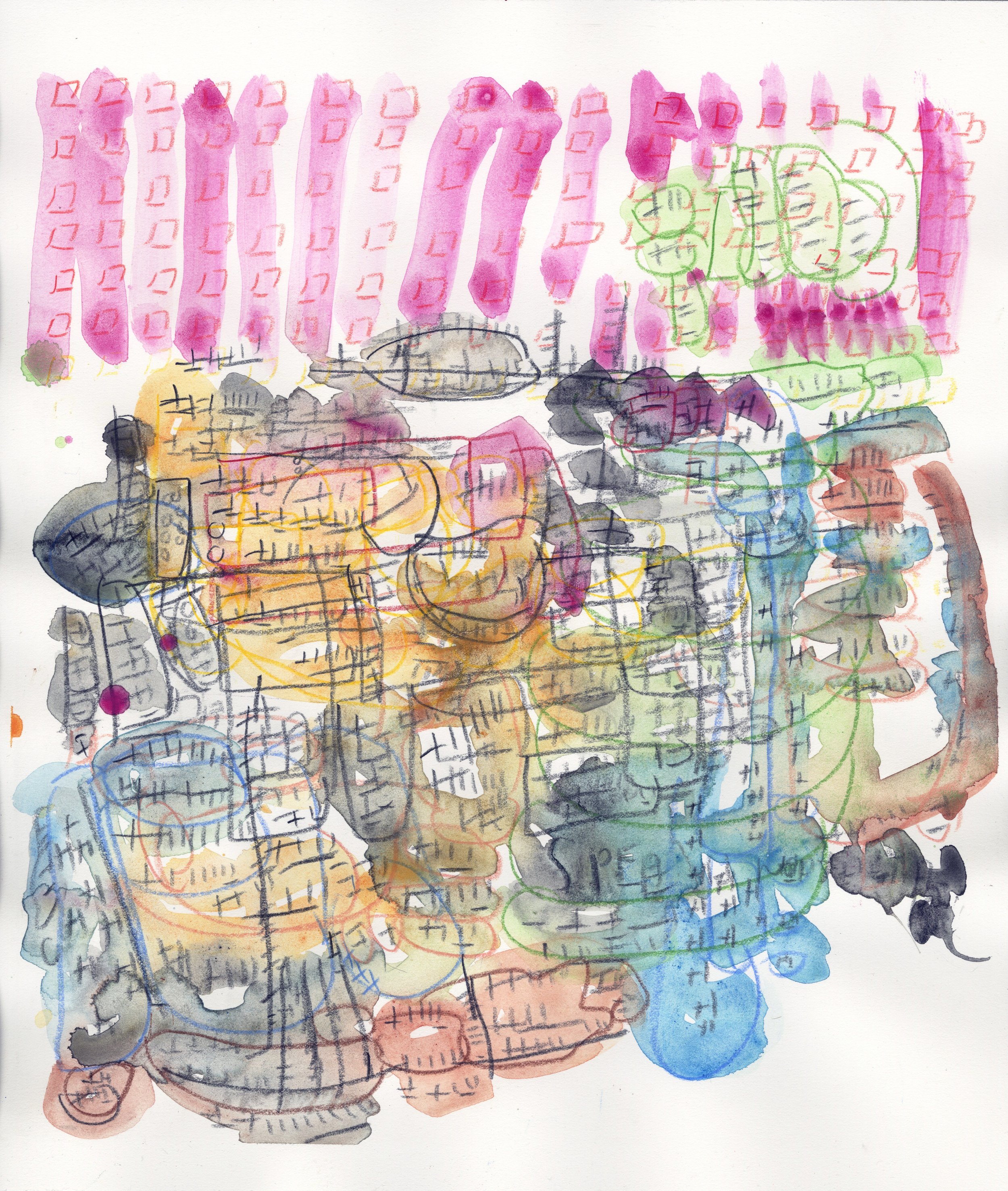   Marilyn Wong    Goofy,  2026  watercolor and colored pencil on paper  14.5 x 13 in  