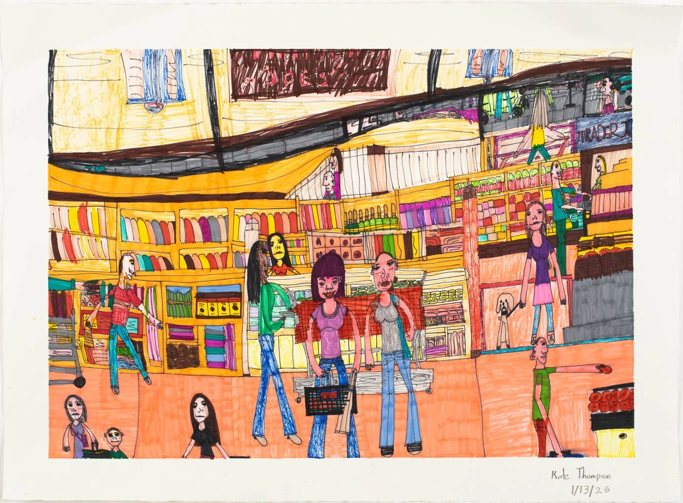   Kate Thompson ,  Untitled,  2026, marker on paper, 22 x 30 inches.  