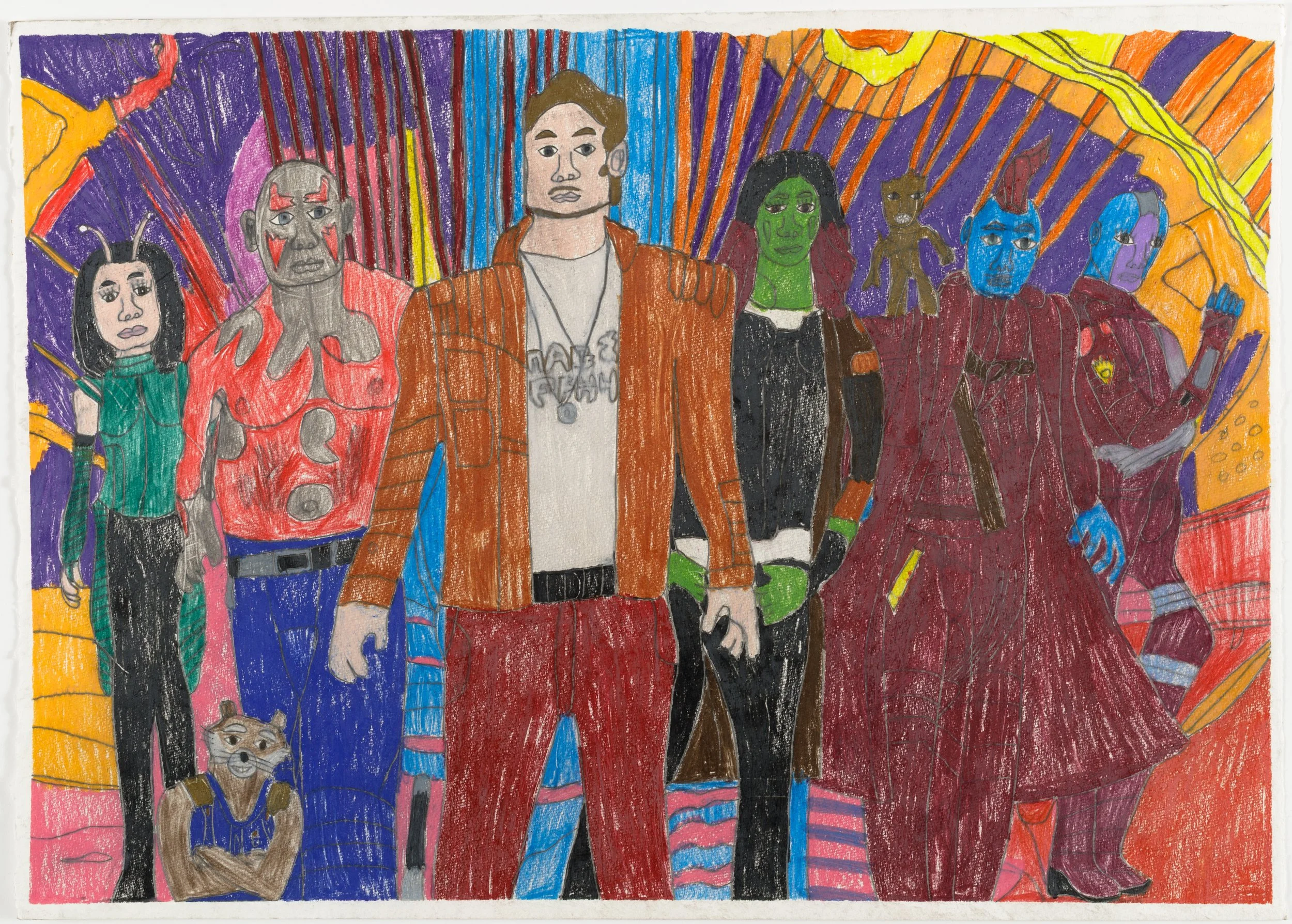   Kevin Diep,   Guardians of the Galaxy Vol. 2 , 2023, graphite and colored pencil on paper, 18 x 25 inches.  
