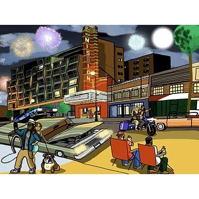 The Mission Theater by Isaias Gomez - Digital Print