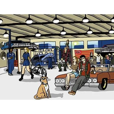 Auto Garage by Isaias Gomez - Digital Print