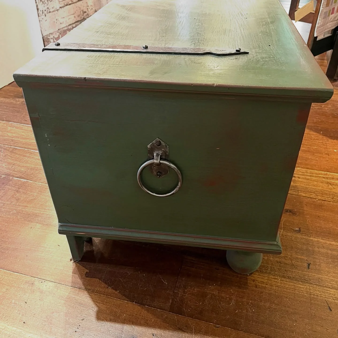 Local blacksmith Anthony Martin is dedicated to the traditional methods of his craft.  He forges tools, hinges, handles as well as creating beautiful artwork.  This “Primitive Blanket Chest” was milled by hand from white pine felled from